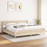  Box spring postelja z vzmetnico krem 200x200 cm blago Cene
