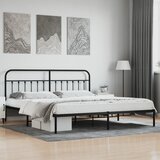 vidaXL Kovinski posteljni okvir z vzglavjem črn 200x200 cm Cene