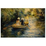  Slika - Boat crossing - painting of two women sailing a boat on a river 120x80 | shoptok.hr