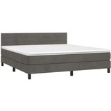  Box spring postelja z vzmetnico temno siva 180x200 cm žamet, (20901844) | Shoptok.si