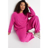 Trendyol Curve Fuchsia Ribbed Crew Neck Knitwear Sweater Sweater Pants Suit Cene