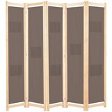 vidaXL Paravan 5-delni 200x170x4 cm rjavo blago Cene