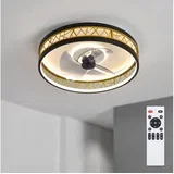 LED prigušiva plafonski ventilator LED/34W/230V 50 cm crna/zlatna + daljinski upravljač