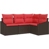 vidaXL Set sofe 4 kom. Smeđa poliratan - Smeđa bez stola | shoptok.hr