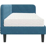 vidaXL Kotna postelja z vzmetnico z vzglavjem Modra 80 x 200 cm Žamet | Shoptok.si