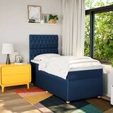 vidaXL Box spring postelja z vzmetnico modra 90x190 cm blago, (21291511) | Shoptok.si
