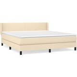 vidaXL Box spring postelja z vzmetnico krem 160x200 cm blago, (20895526) Cene