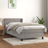 Box spring postelja z vzmetnico svetlo siva 90x200 cm žamet, (20725215) Cene