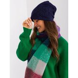 Fashion Hunters Navy Blue Winter Beanie with Applique Cene