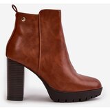 Boto Women's Winter Boots with High Heel Zip Closure Camel Bioria | ePonuda.com