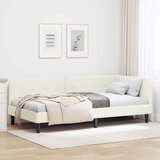 vidaXL Kutni okvir kreveta s uzglavljem Krema 90 x 190 cm Baršun | shoptok.hr