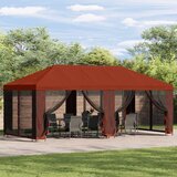 Paviljon s bočnim stranama 6 x 3 m Terakota Poliester i čelik | shoptok.hr