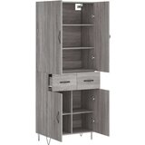 vidaXL Visoka komoda siva sonoma 69,5x34x180 cm inženirski les | Shoptok.si