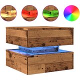 Maison Chic Klubska mizica - kavna mizica - Nizka mizica z LED lučkami starinski les 50x50x40 cm, (21752185) Cene