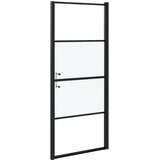  Vrata za tuš-kabinu 91x195 cm napola mutno kaljeno staklo crna | shoptok.hr