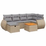 Maison Chic Seti vrtnega pohištva - Vrtna garnitura - Vrtni pohištvo set 7-delna z blazinami bež poli ratan, (21802424) | Shoptok.si