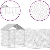 vidaXL Zunanja pasja ograda s streho srebrna 4x4x2,5 m pocinkano jeklo - - Srebrna - 51.55 - 4 x 4 x 2.5 m - 2025- | Shoptok.si