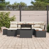 vidaXL set vrtnih sofa na 7 dijelova s jastučićima Crni Poli Ratan Akacija | shoptok.hr