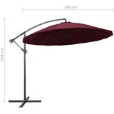 Viseći suncobran bordo 3 m s aluminijskim stupom | shoptok.hr