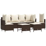  5-dijelni set vrtnih sofa s jastucima poliratan smeđi | shoptok.hr