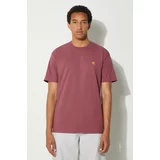 Carhartt WIP Pamučna majica Chase za muškarce, boja: ružičasta, bez uzorka, I026391.2BBXX