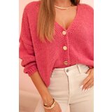 Kesi Włoski Women's sweater with a V-neck and buttons purple | Shoptok.si