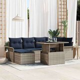  Vrtna sedežna garnitura z blazino 7 pcs Siva Poly ratan, (5000022059) | Shoptok.si