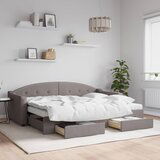  The Living Store Izvlečna dnevna postelja s predali taupe 80x200 cm blago - Izvlečna Dnevna Postelja, (21508694) Cene