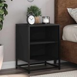 vidaXL Nočna omarica črna 40x31x50 cm inž. les in kovina | Shoptok.si