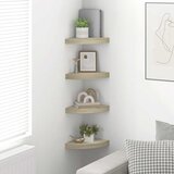  Plutajuće kutne police 4 kom boja hrasta 25 x 25 x 3,8 cm MDF | shoptok.hr