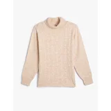 Koton Turtleneck Sweater with Knitted Hair and Long Sleeves. Soft Textured.