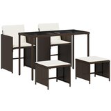  The Living Store Vrtna jedilna garnitura 5-delna z blazinami rjav poli ratan - Vrtna Jedilna Garnitura, (21451500) | Shoptok.si