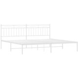 Metalni Kovinski posteljni okvir z vzglavjem bel 200x200 cm | Shoptok.si