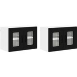 vidaXL Stenska kuhinjska omarica s polico 2 pcs Črna 60 x 31 x 40 cm | Shoptok.si