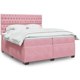 vidaXL Box spring postelja z vzmetnico roza 200x200 cm žamet | Shoptok.si