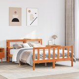 Maison Chic Posteljni okvir - Dvoposteljna postelja - Zakonska postelja z vzglavjem voščeno rjava 135x190 cm borovina, (21693758) | Shoptok.si