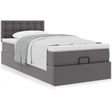 vidaXL Otomanski posteljni okvir z vzmetnico siv 90x190 cm um. usnje | Shoptok.si