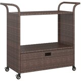 vidaXL barska kolica s ladicom smeđa 100 x 45 x 97 cm od poliratana | shoptok.hr