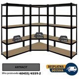  Ugaona polica 180x90x90x45cm, 5x175kg + 2 police 180x100x45cm, 5x175kg antracit | ePonuda.com