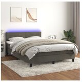  Box spring postelja z vzmetnico LED temno siva 140x200 cm žamet | Shoptok.si