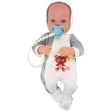  Lutka beba s dudom, dekicom i dodacima 35 cm - sivo/bijela | shoptok.hr