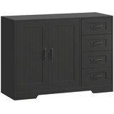  Komoda moderni stil 4 ladice 1 ormarić 105 x 40 x 76 cm crna Cijene