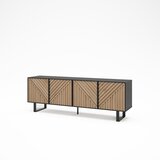 Marckeric Črna/naravna TV omarica v hrastovem dekorju 161x55x35 cm Alana – | Shoptok.si