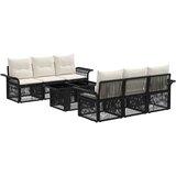  Sjedeća garnitura za vrt 7 kom. Crna i krem-bijela poliratan 100 x 55 x 73 cm | Shoptok.si