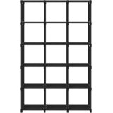 Police za izlaganje s 15 kocki crne 103x30x175,5 cm od tkanine | shoptok.hr