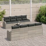  9-delni vrtni sofa set z blazinami svetlo siva poli ratan | Shoptok.si