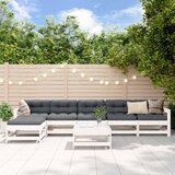 Maison Chic Seti vrtnega pohištva - Vrtna garnitura - Vrtni pohištvo set 7-delna bela trdna borovina, (21806324) | Shoptok.si