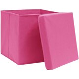vidaXL Škatle s pokrovi 4 kosi 28x28x28 cm roza | Shoptok.si