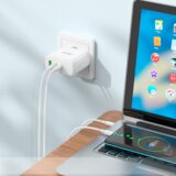 hoco. polnilec adapter N30 GuN QC PD 65W vhod 1x USB A in 2x Type C - bel | Shoptok.si