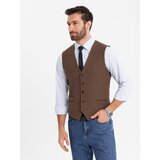 Ombre Men's suit vest with classic detailing and lining - brown | Shoptok.si